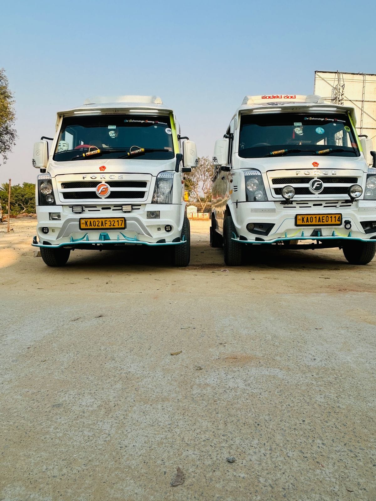 Two Force Tempo Travellers ready for a trip